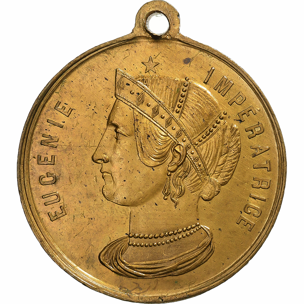 France, Medal, Impératrice Eugénie, Mariage Impérial, 1853, Brass, Garnier