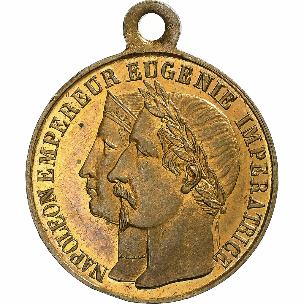 France, Medal, Napoléon III, Mariage Impérial, 1853, Brass, 