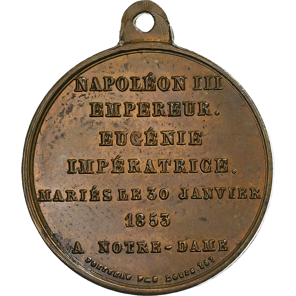 France, Medal, Napoléon III, Mariage Impérial, 1853, Copper, 