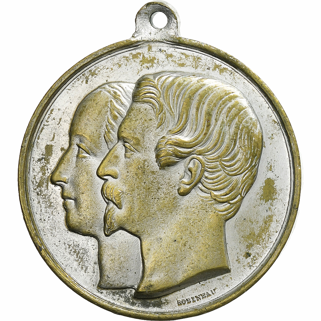 France, Medal, Napoléon III, Mariage Impérial, 1853, Silvered Brass, Robineau