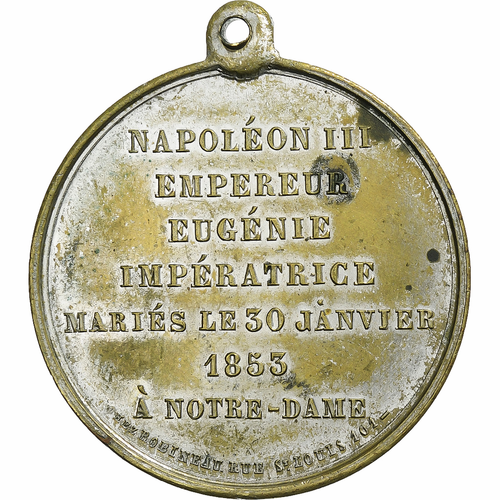 France, Medal, Napoléon III, Mariage Impérial, 1853, Silvered Brass, Robineau