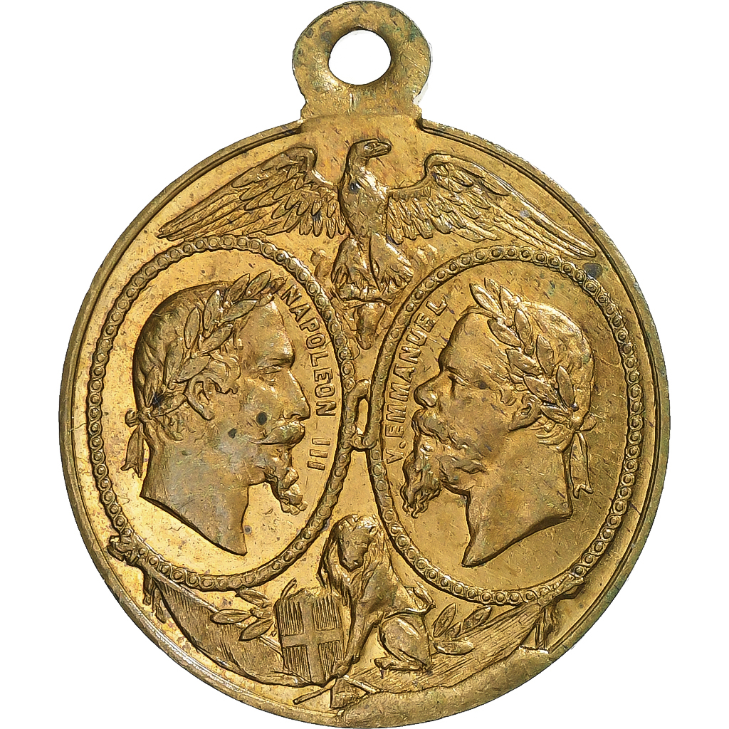 France, Medal, Napoléon III, Bataille de Solférino, 1859, Brass, 