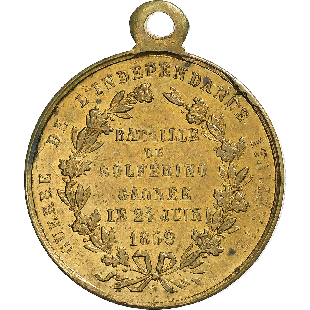 France, Medal, Napoléon III, Bataille de Solférino, 1859, Brass, 