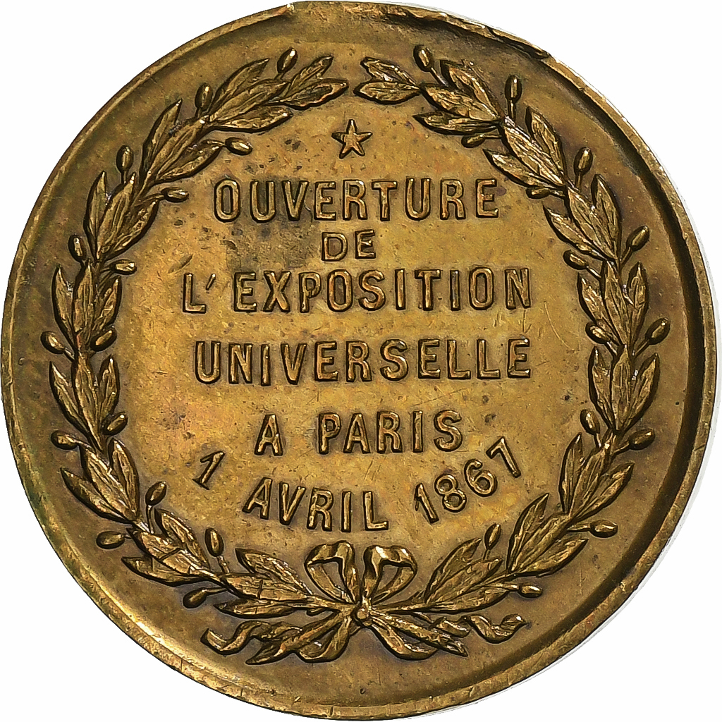 France, Medal, Napoléon III, Exposition universelle de Paris, 1867, Brass