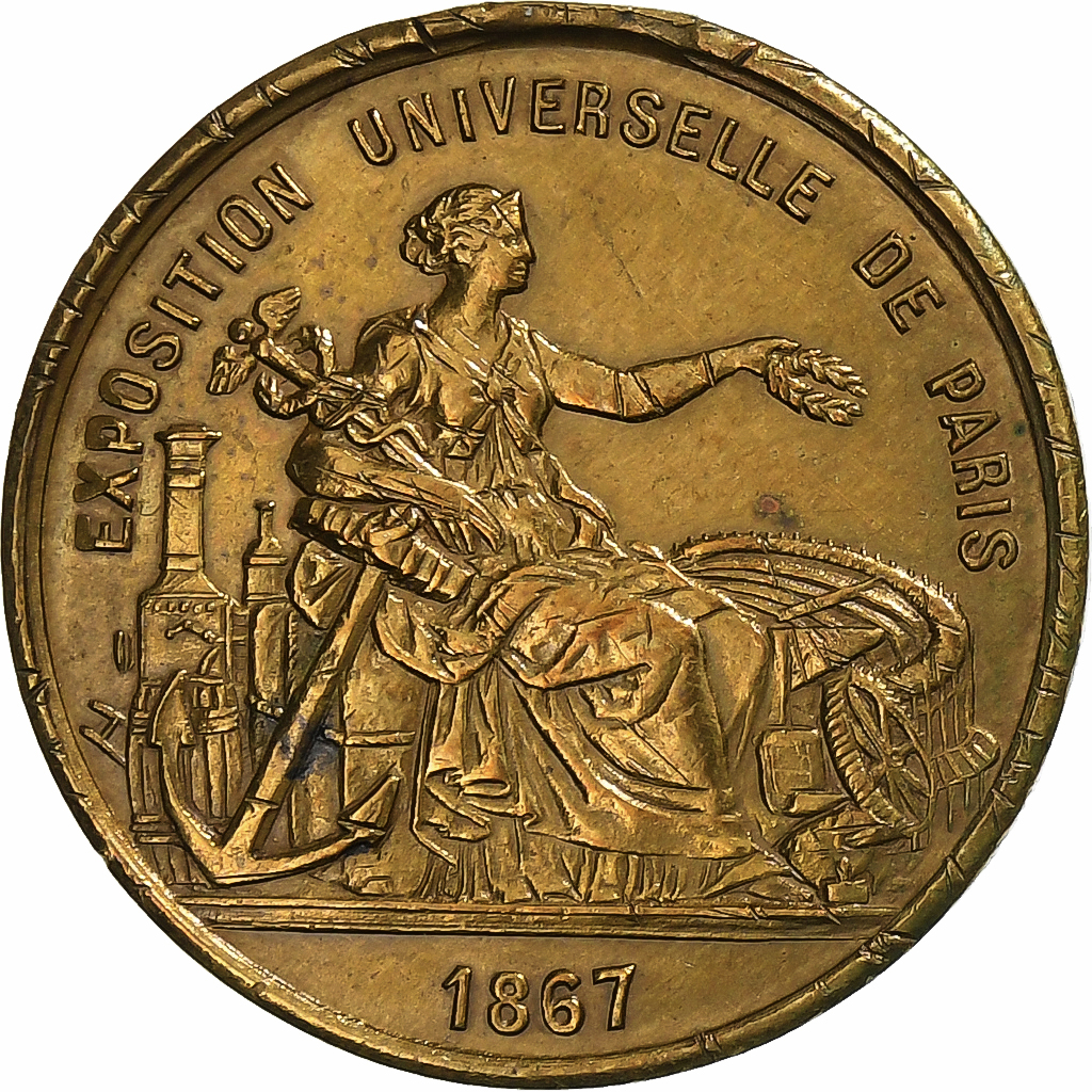 France, Medal, Napoléon III, Exposition universelle de Paris, 1867, Brass