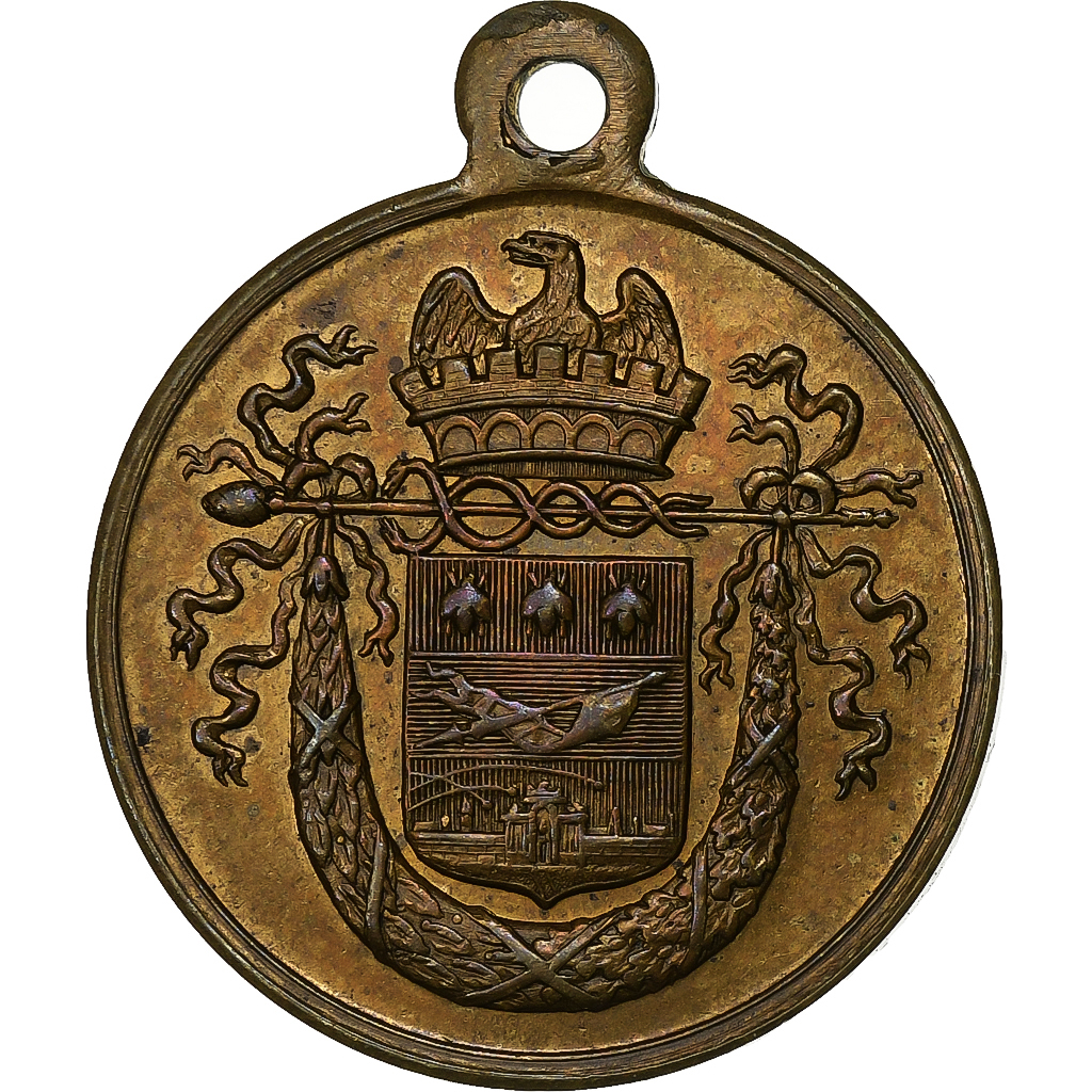 France, Medal, Napoléon III, Fête Communale de la Ville de Lille, 1862, Brass