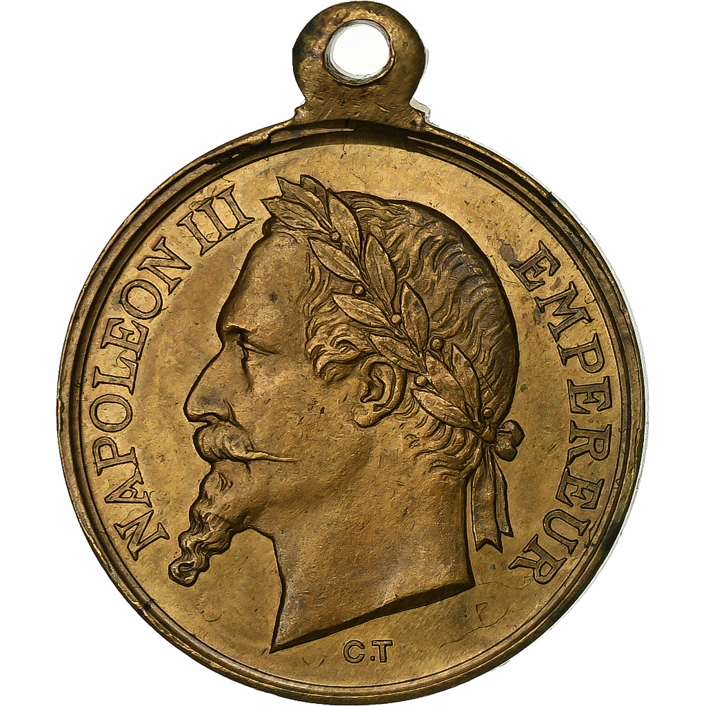 France, Medal, Napoléon III, Fêtes de Lille, 1867, Brass, 