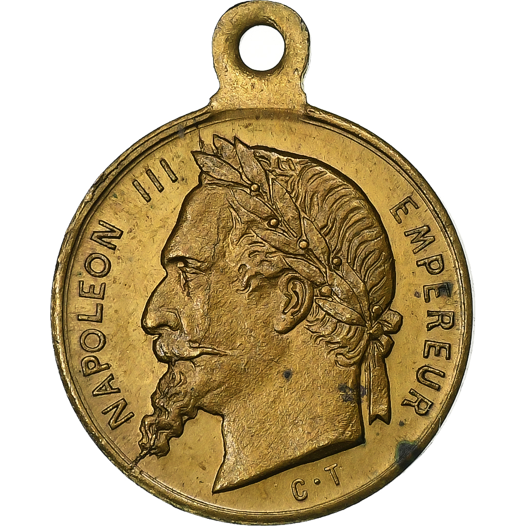 France, Medal, Napoléon III, Fêtes de Lille, 1867, Brass, 