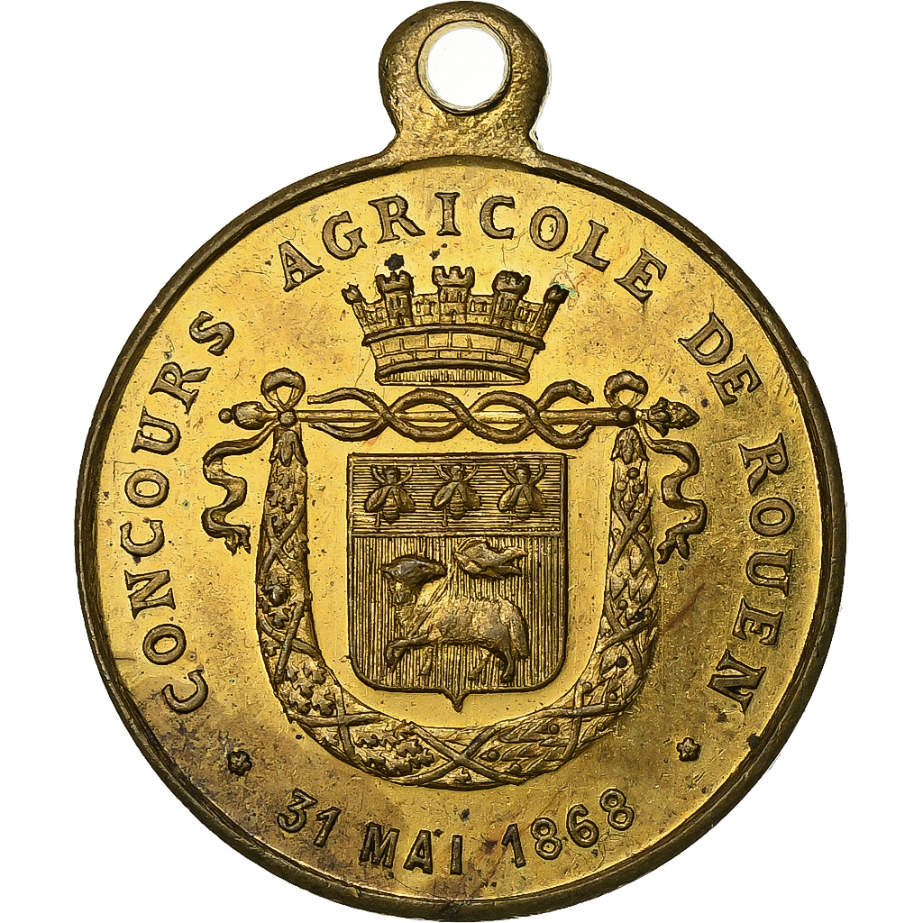 France, Medal, Concours Agricole de Rouen, 1868, Brass, 