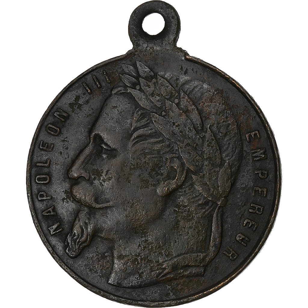 France, Medal, Napoléon III, Concours Agricole de Songeons, 1870, Copper