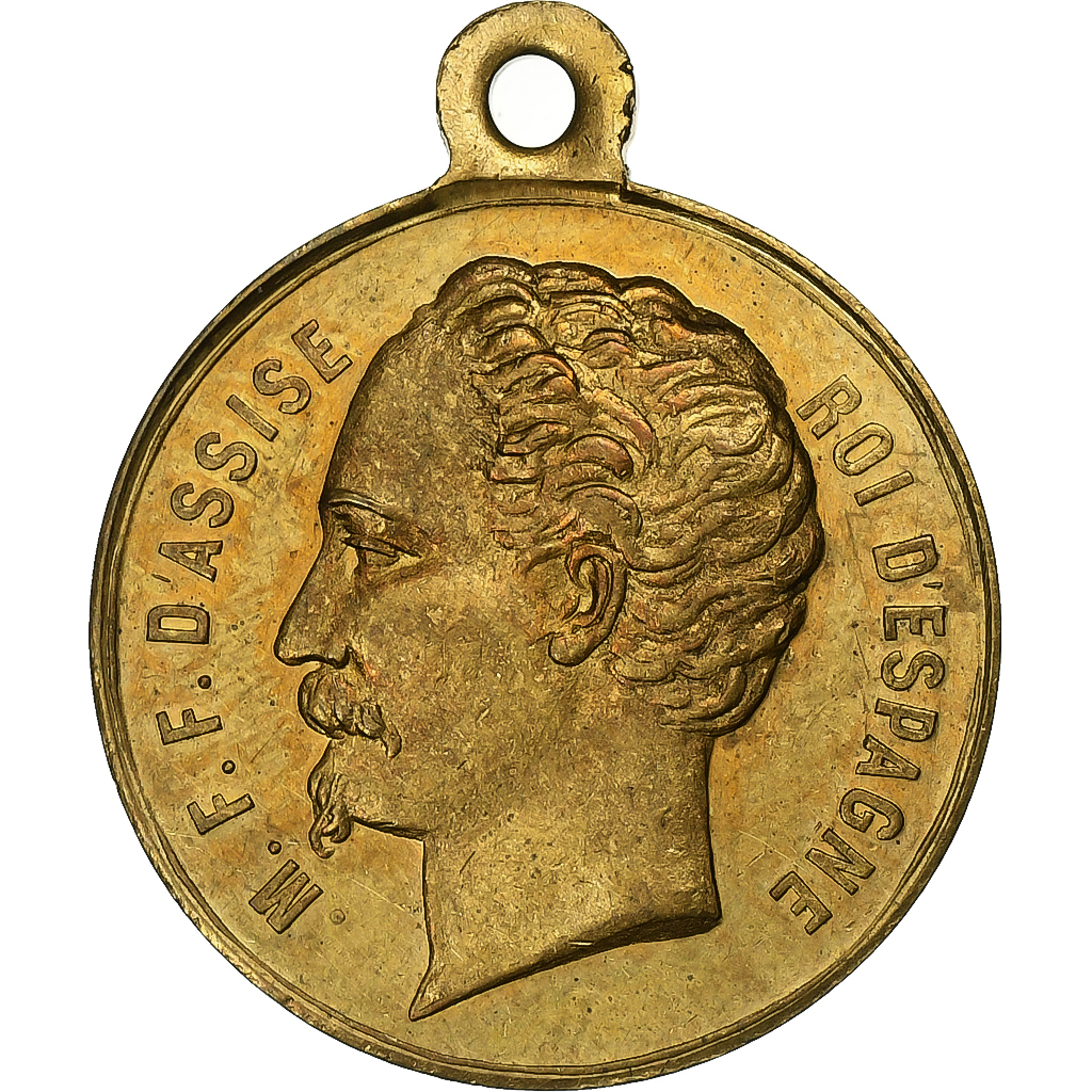 France, Medal, Visite du Roi d'Espagne à Paris, 1864, Brass, 