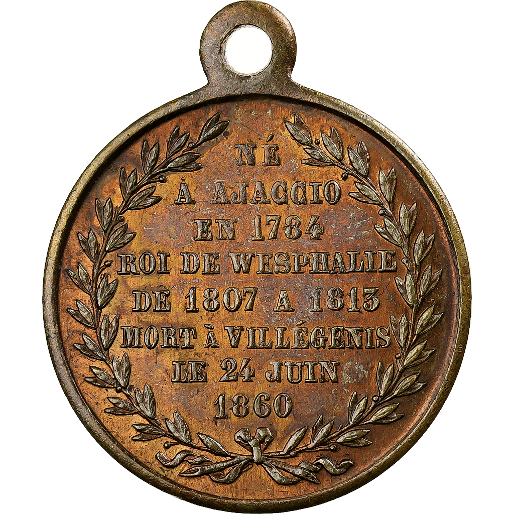 France, Token, Mort du Prince Jérome Bonaparte, 1860, Brass, 