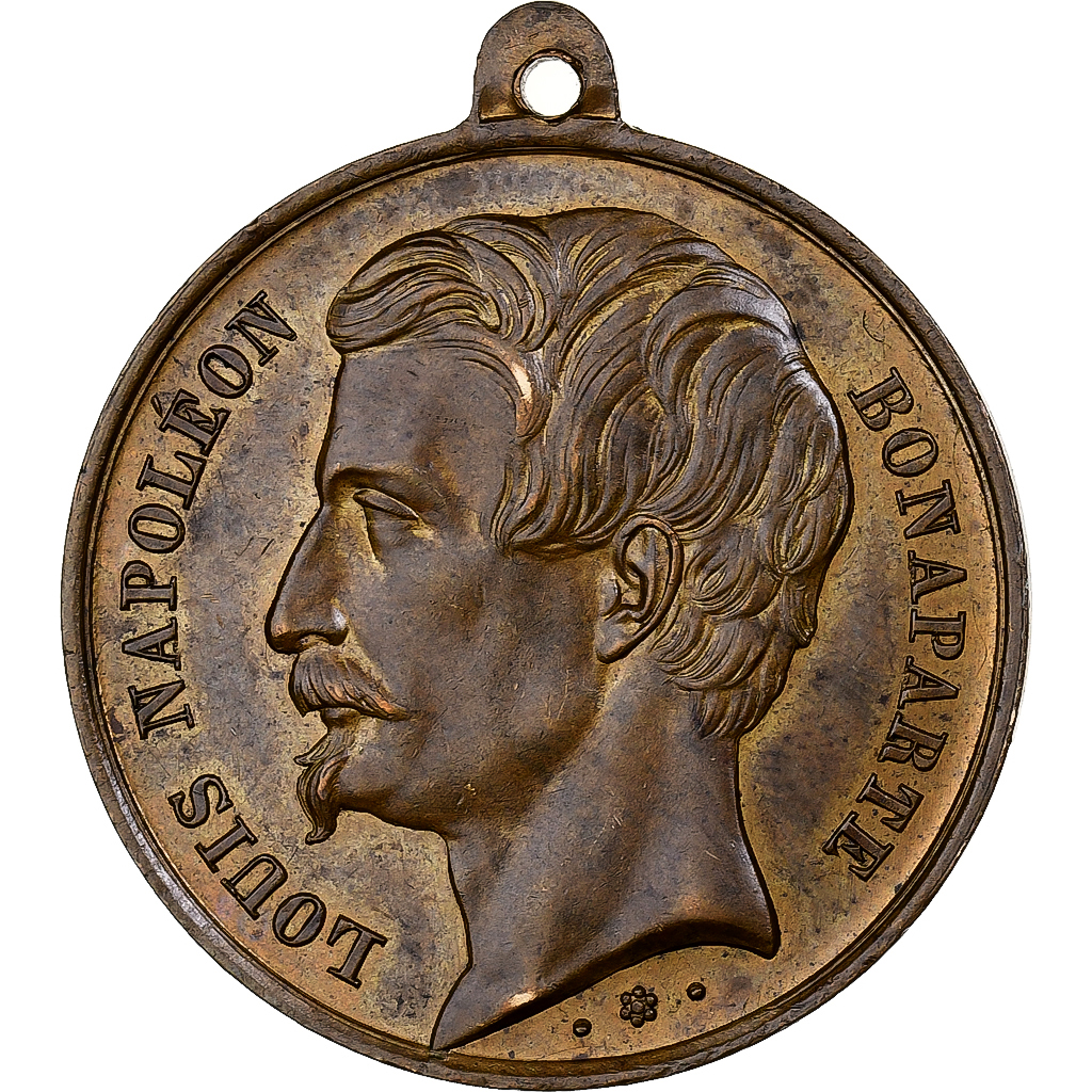 France, Medal, Louis Napoléon Bonaparte, 1ère Fête Nationale, 1852, Copper
