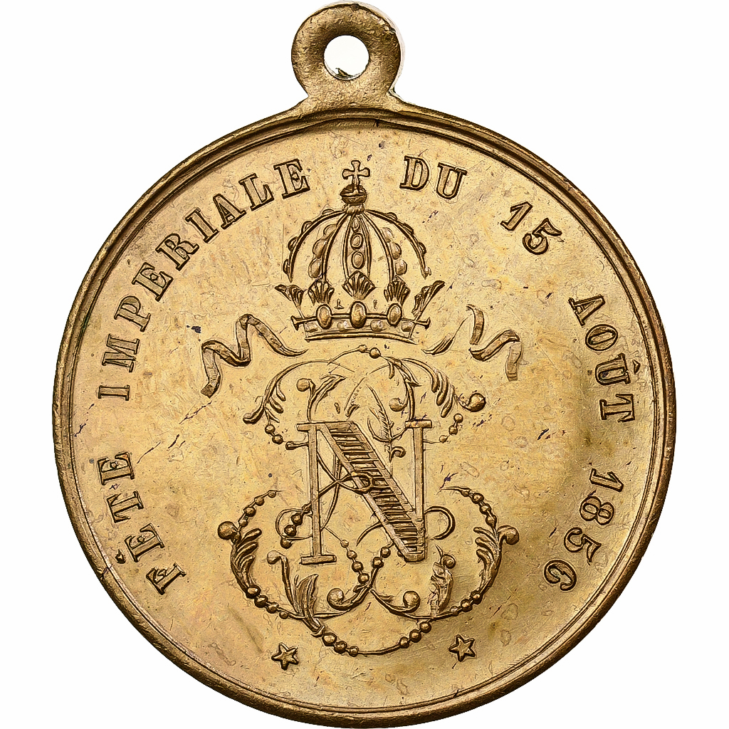 France, Medal, Napoléon III, Fêtes Impériales, 1856, Brass, 