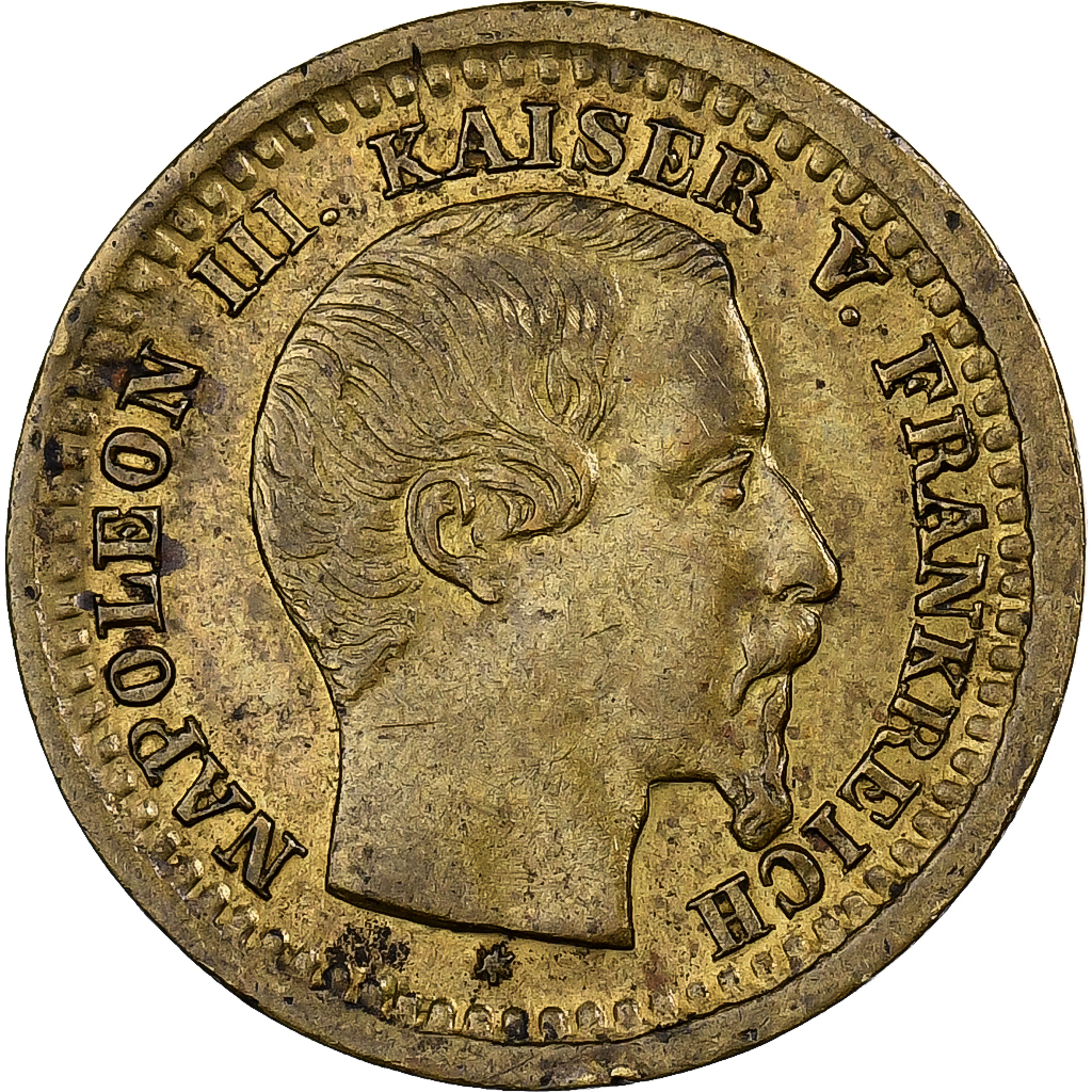 France, Medal, Jeton de jeu, Napoléon III, Kaiser d. Franzosen, Brass