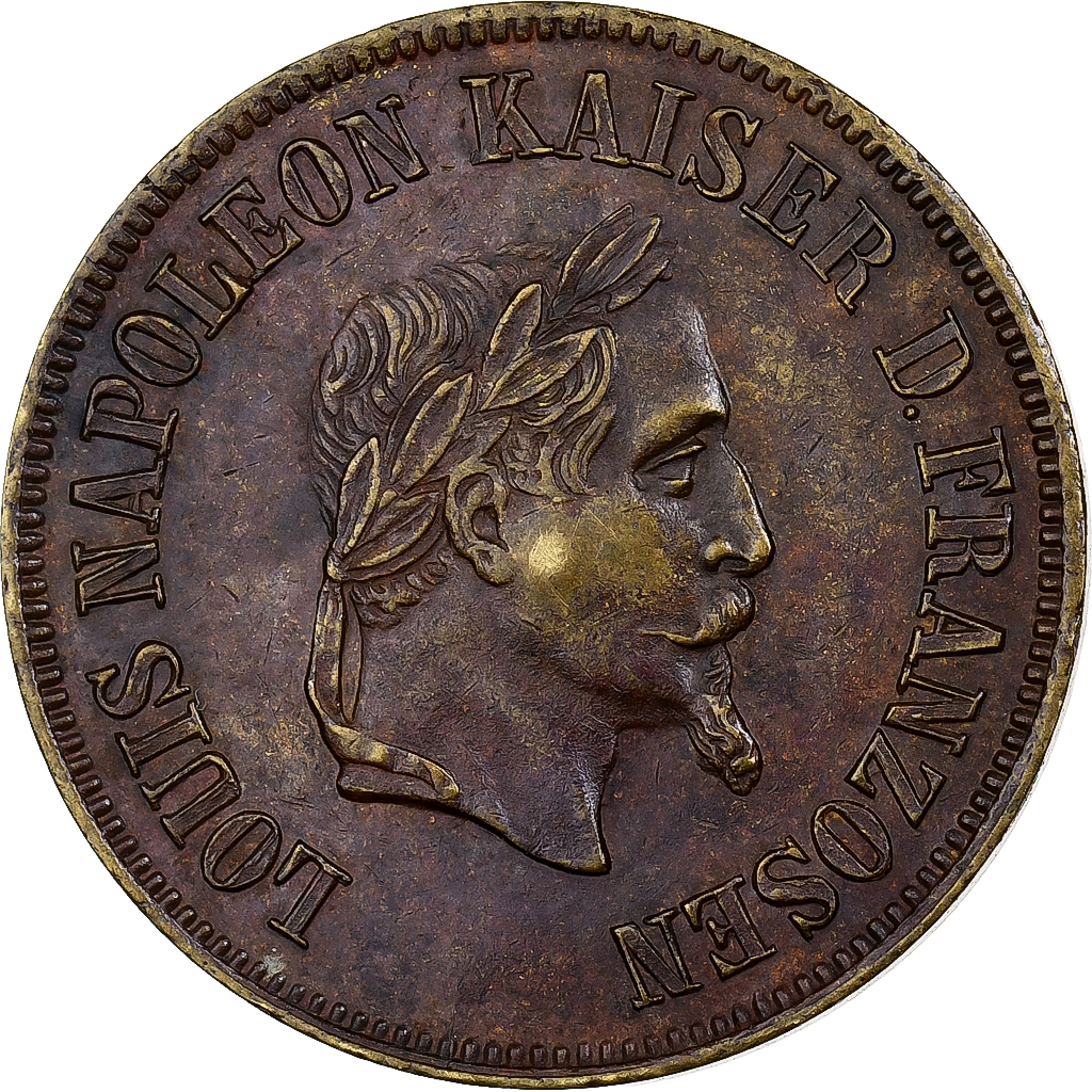 France, Medal, Jeton de jeu, Napoléon III, Kaiser d. Franzosen, Brass