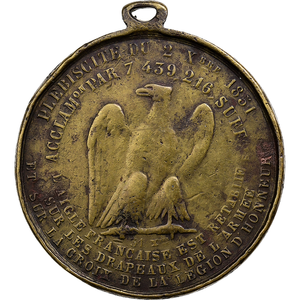 France, Medal, Louis Napoléon Bonaparte, Acclamation en Faveur du Plébiscite