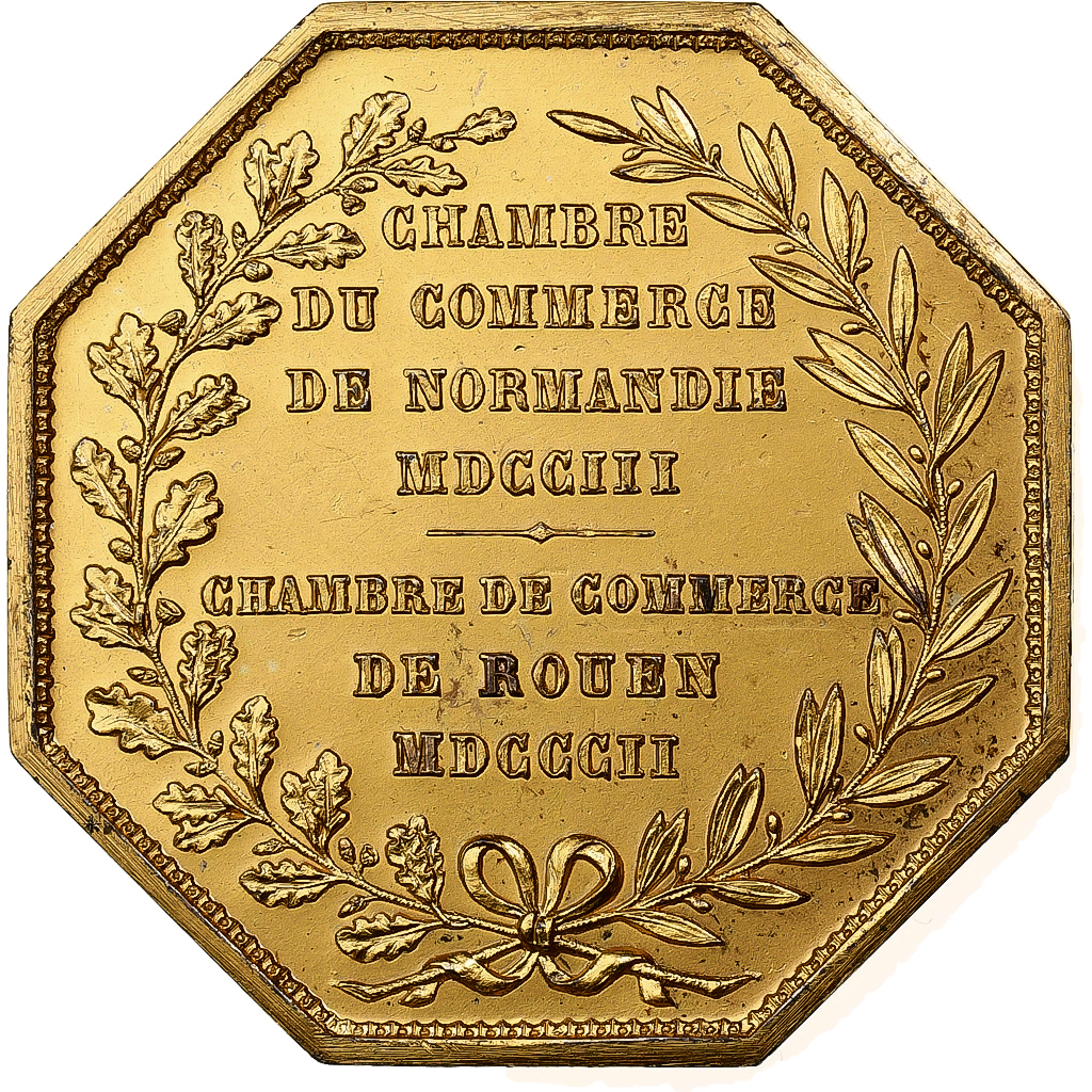 France, Token, Chambre de Commerce de Rouen, 1802, Vermeil, Lecomte, AU
