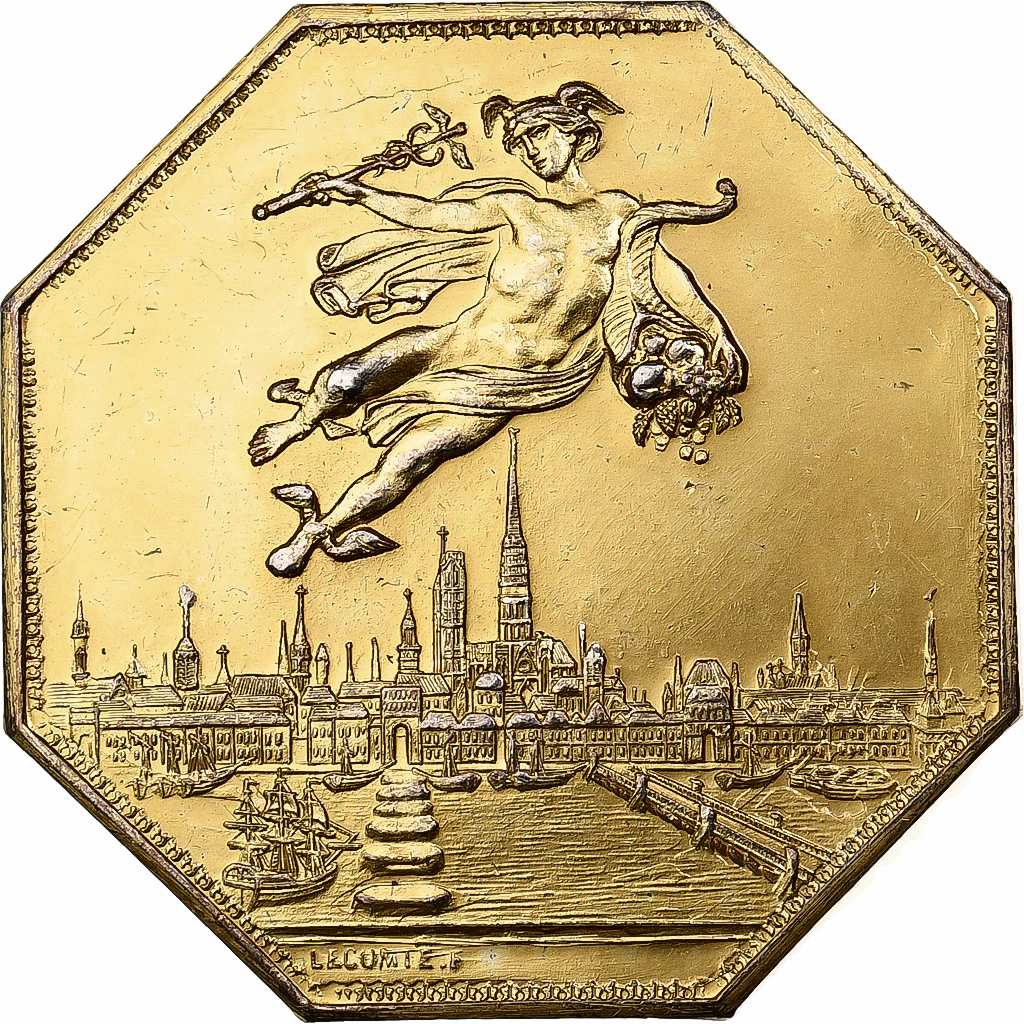 France, Token, Chambre de Commerce de Rouen, 1802, Vermeil, Lecomte, 