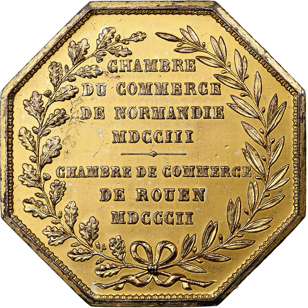 France, Token, Chambre de Commerce de Rouen, 1802, Vermeil, Lecomte, AU