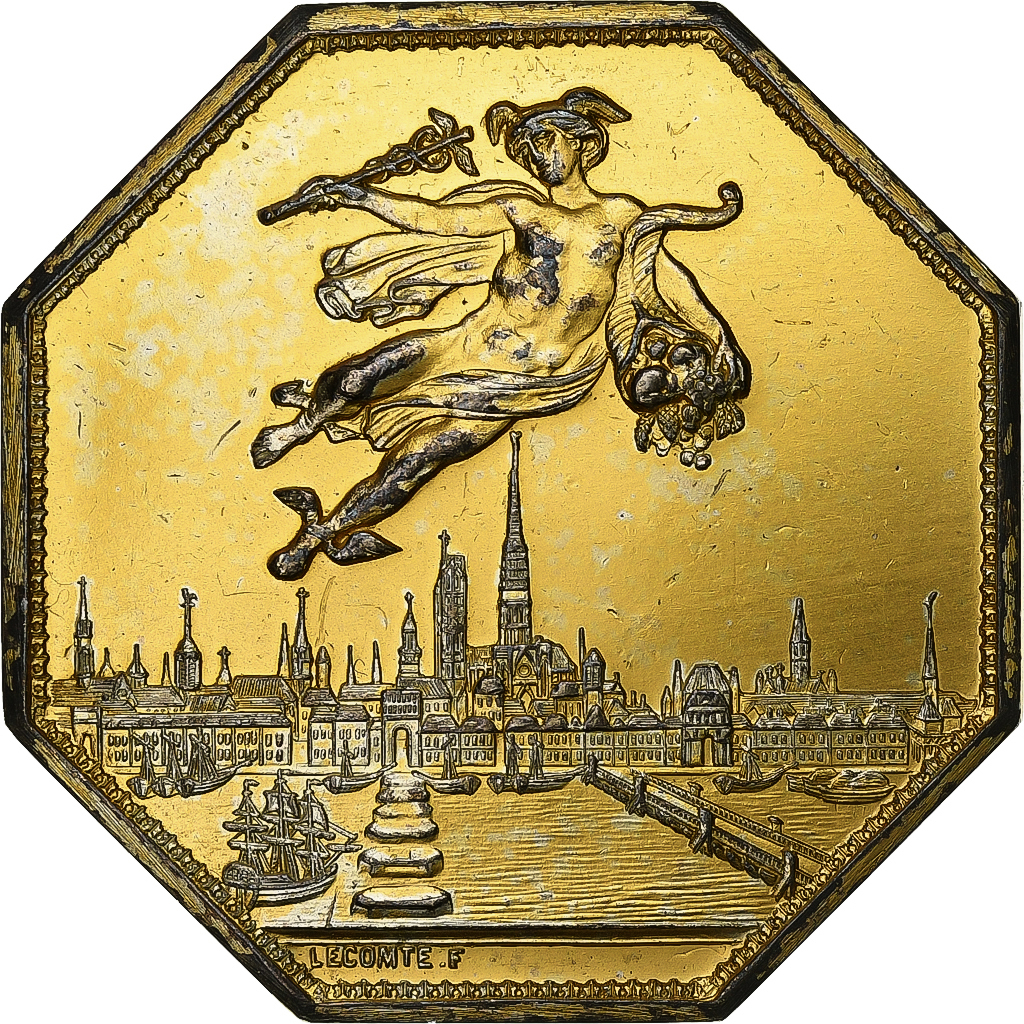 France, Token, Chambre de Commerce de Rouen, 1802, Vermeil, Lecomte, 