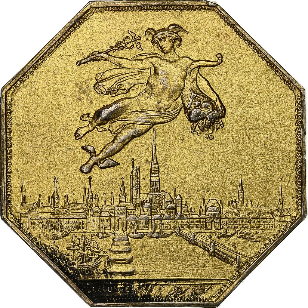 France, Token, Chambre de Commerce de Rouen, 1802, Vermeil, Lecomte, 
