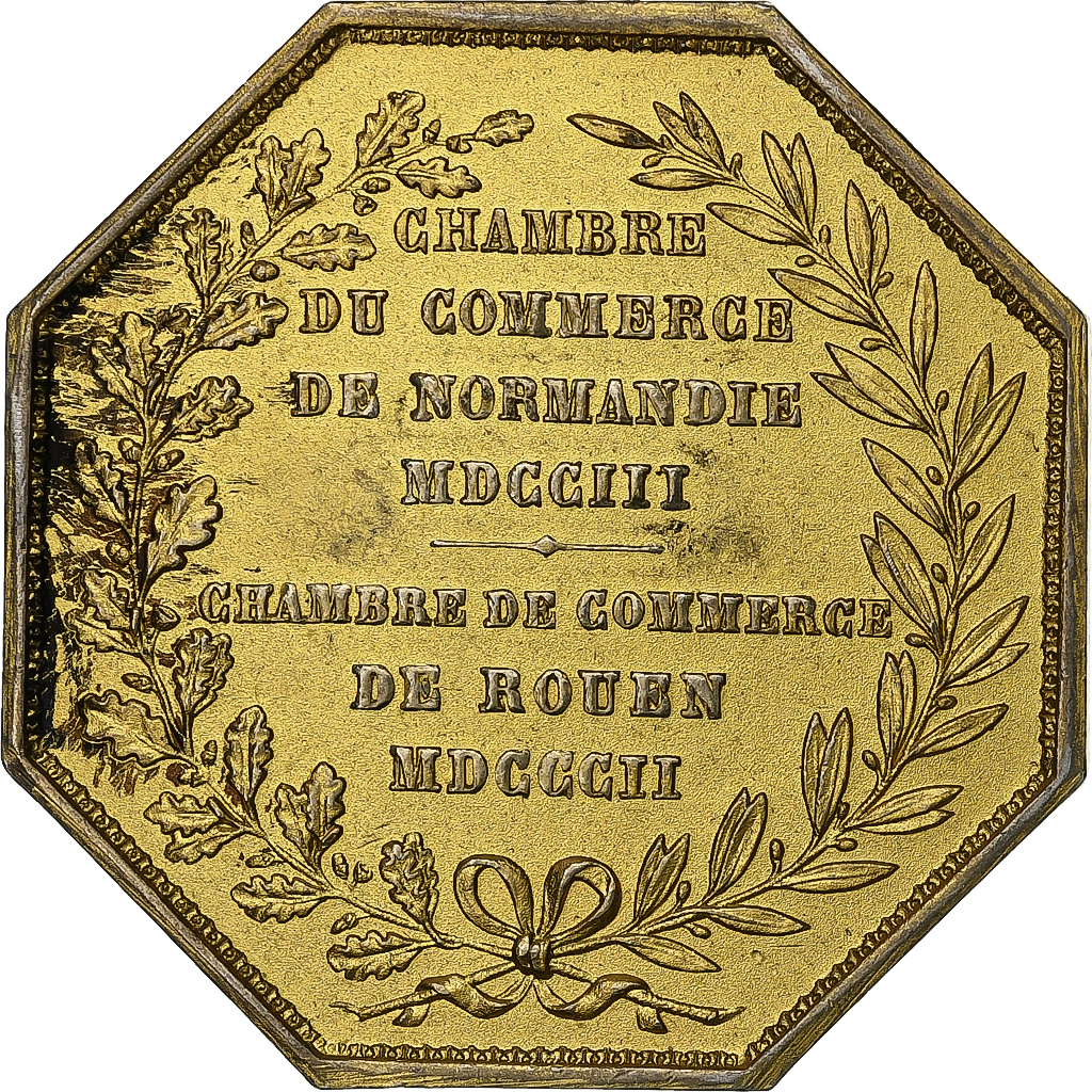 France, Token, Chambre de Commerce de Rouen, 1802, Vermeil, Lecomte, 