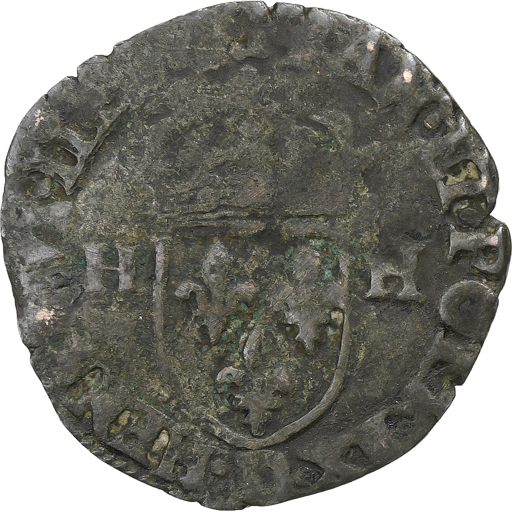 France, Henri III, Douzain, 1577, Lyon, Billon, VF