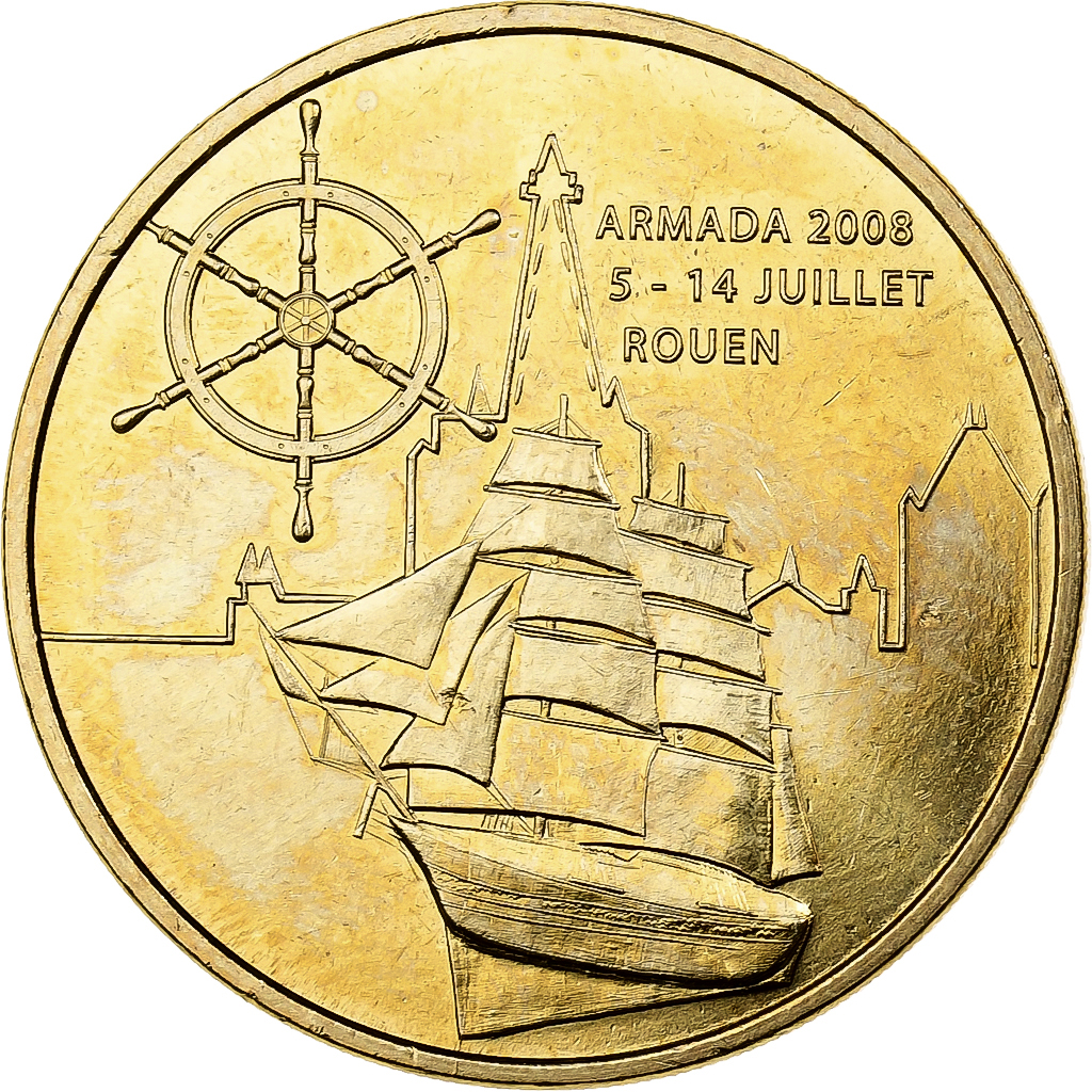 France, Token, Rouen - Armada du siècle voilier, 2008, Copper-nickel Aluminium