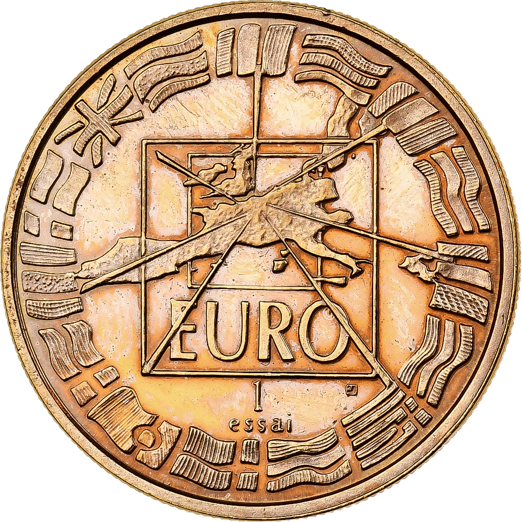 France, Medal, Charles De Gaulle, 1 Euro Essai, 1996, Copper Gilt, Jimenez
