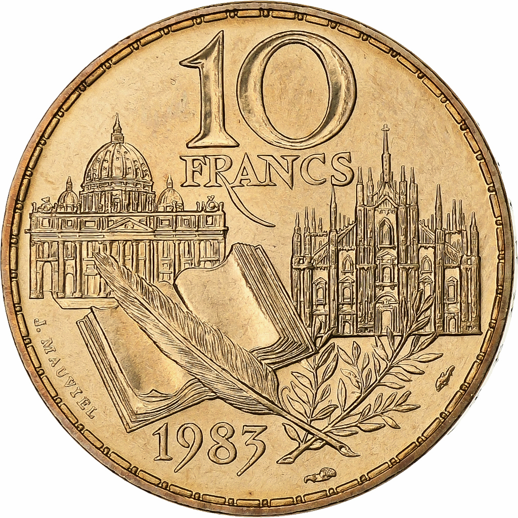 France, 10 Francs, Stendhal, 1983, Paris, Tranche B, Nickel-Bronze, 