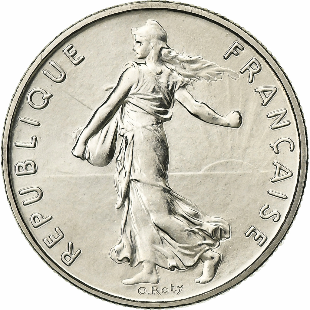 France, 1/2 Franc, Semeuse, 1974, Monnaie de Paris, série FDC, Nickel