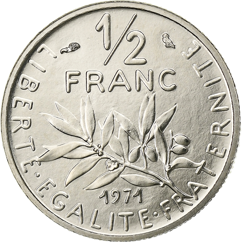 France, 1/2 Franc, Semeuse, 1971, Paris, FDC, Nickel, , Gadoury:429