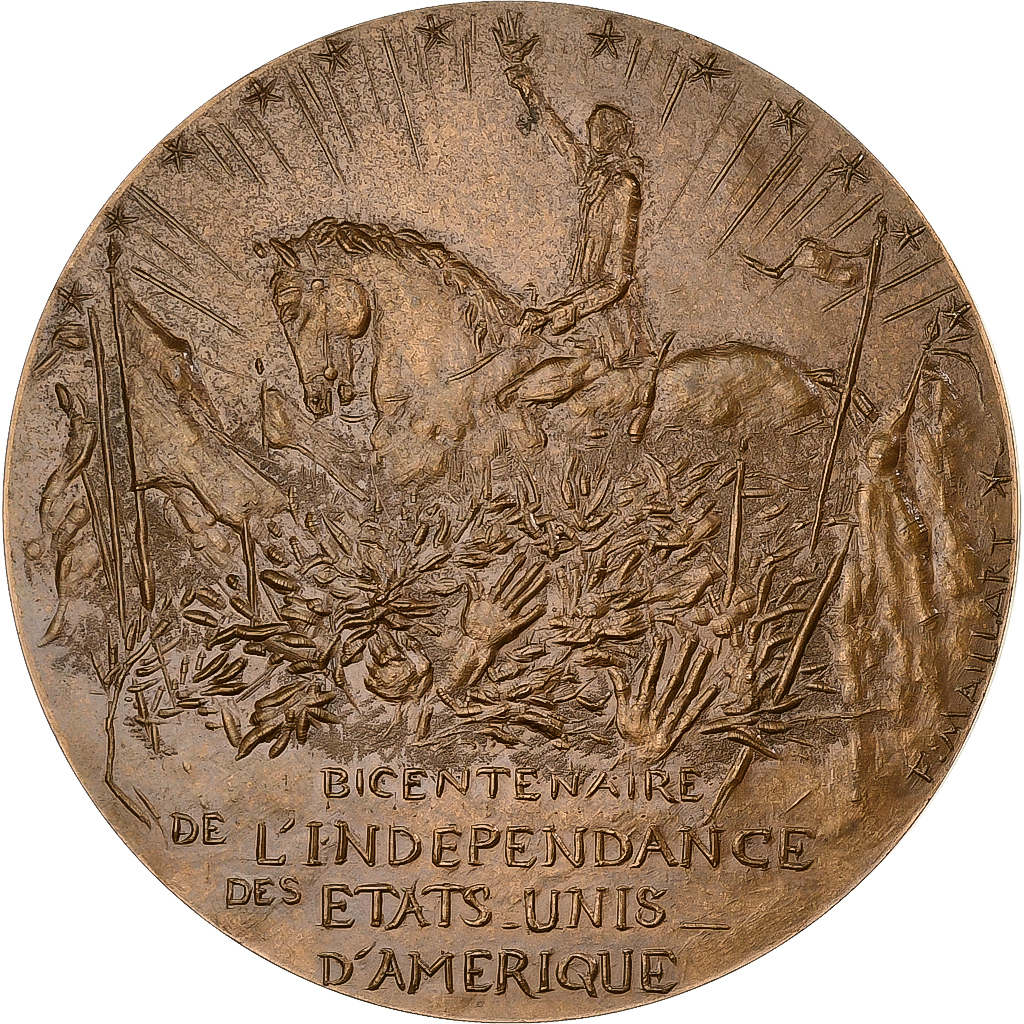 France, Medal, Bicentenaire de l'Indépendance des Etats-Unis d'Amérique, 1976