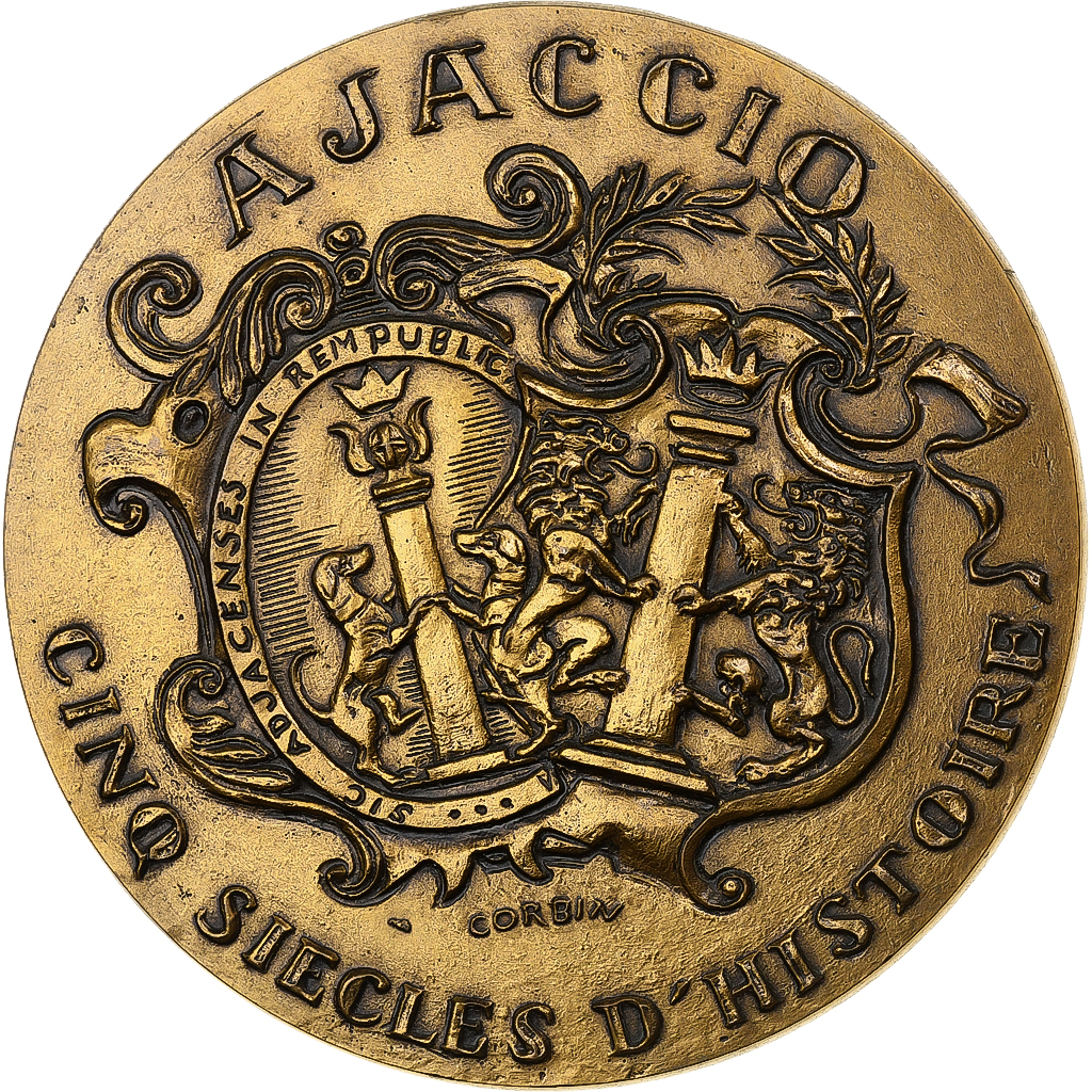 France, Medal, Ajaccio, Cinq Siècle d'Histoire, 1992, Bronze, 