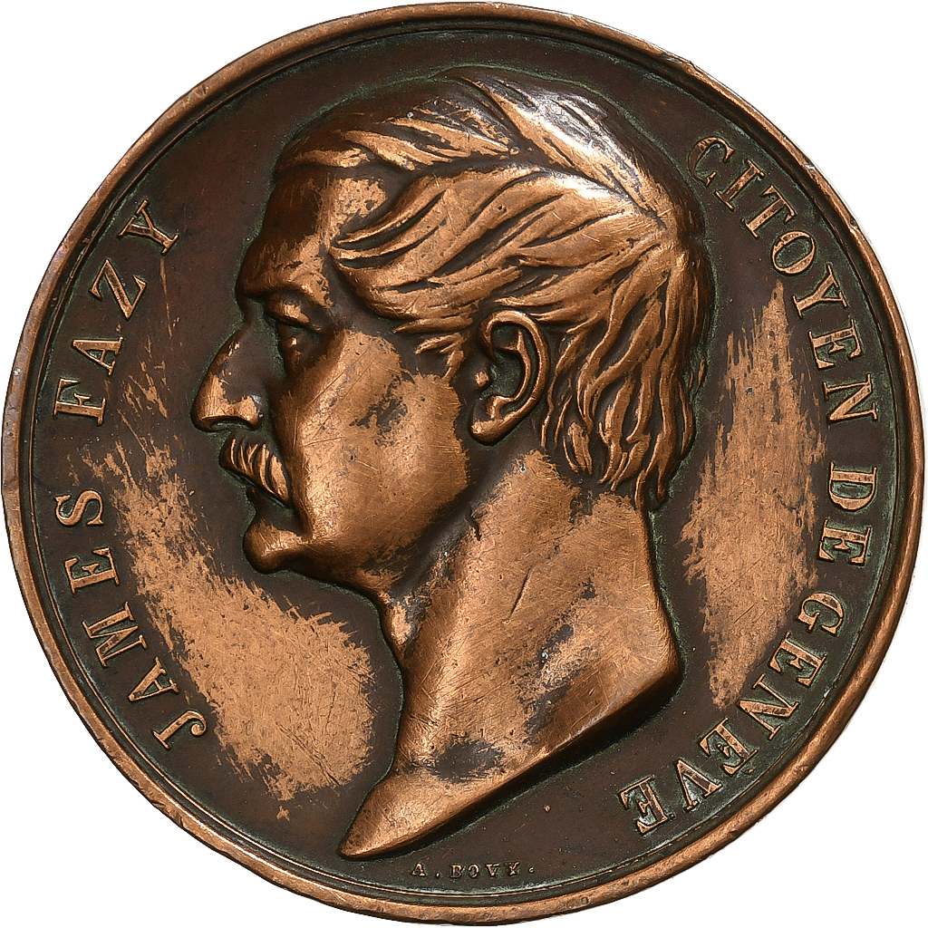 Switzerland, Medal, James Fazy, citoyen de Genève, 1855, Bronze, 