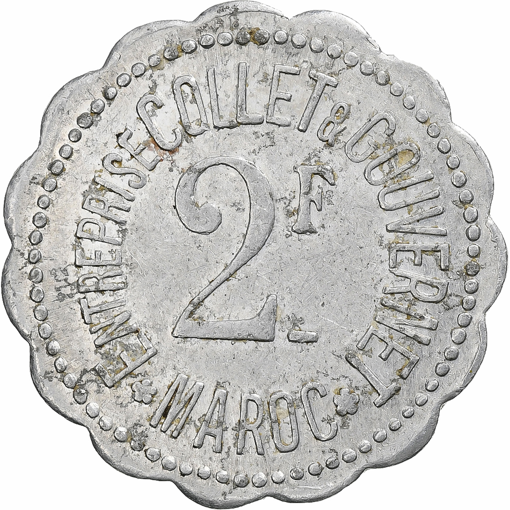 Morocco, Entreprise Collet & Gouvernet, 2 Francs, n.d., , Aluminium