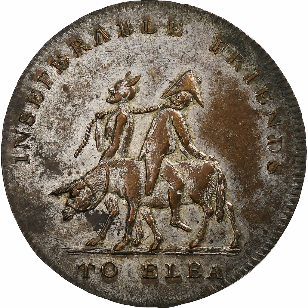 Groot Bretagne, Token, Napoleon I, to Elba, 1814, Silvered bronze, ZF+