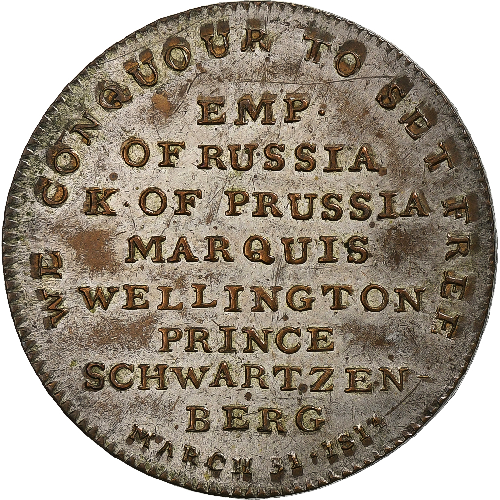 Groot Bretagne, Token, Napoleon I, to Elba, 1814, Silvered bronze, ZF+