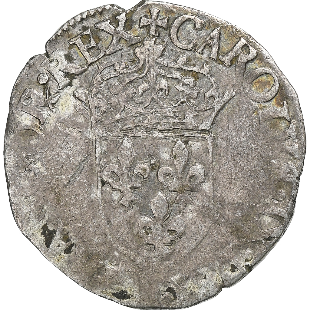 France, Charles IX, Sol Parisis, 1568, Troyes, Billon, , Gadoury:414