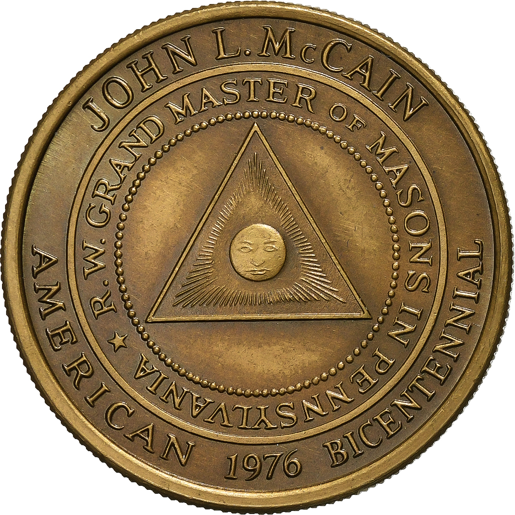 United States, Medal, John L. McCain, Grand Master of Masons, Pennsylvania