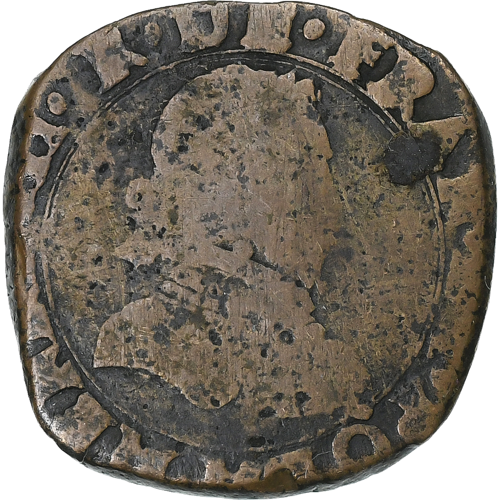 France, Henri III, Double Tournois, 1588, Toulouse, Copper, 