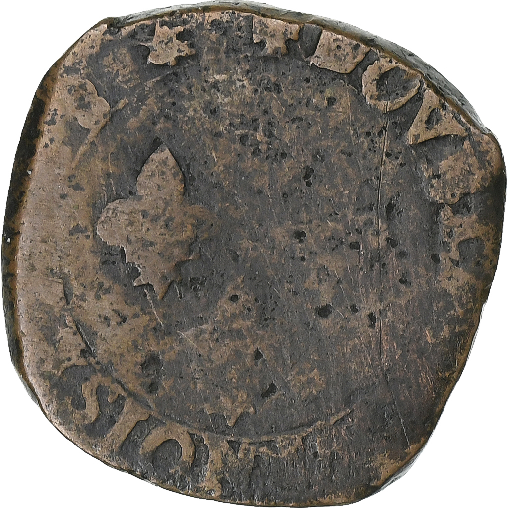 France, Henri III, Double Tournois, 1588, Toulouse, Copper, 