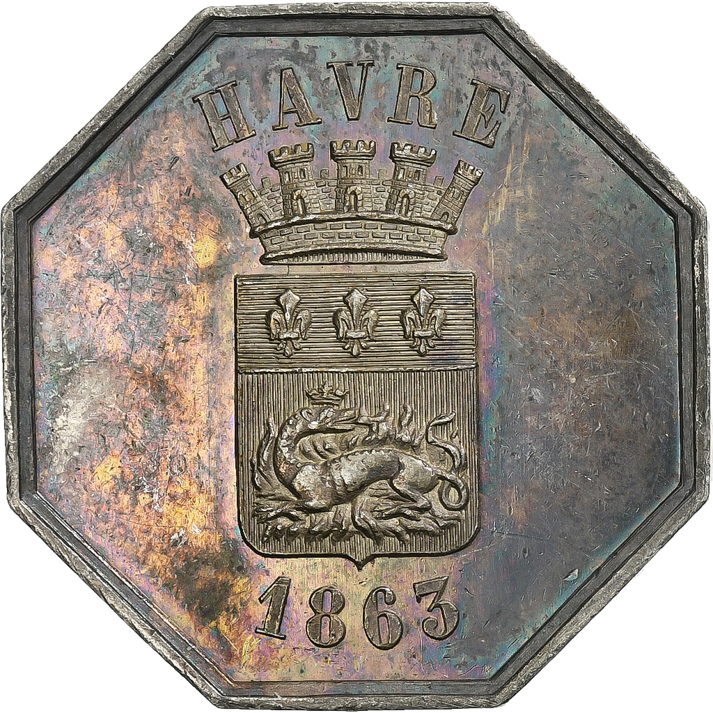 Frankrijk, Token, Stéarinerie de Graville-Ste-Honorine, Le Havre, 1863, Zilver