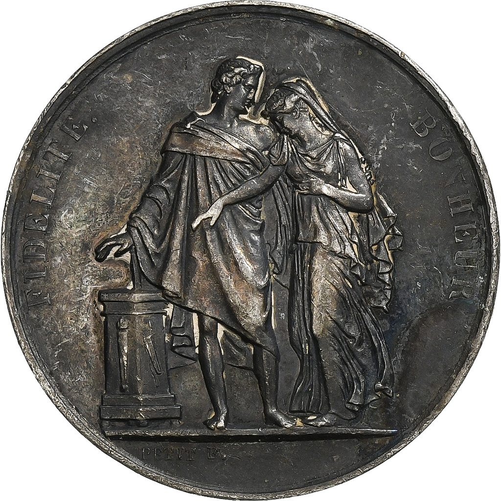 France, Medal, Mariage, Fidélité Bonheur, n.d., Silver, 