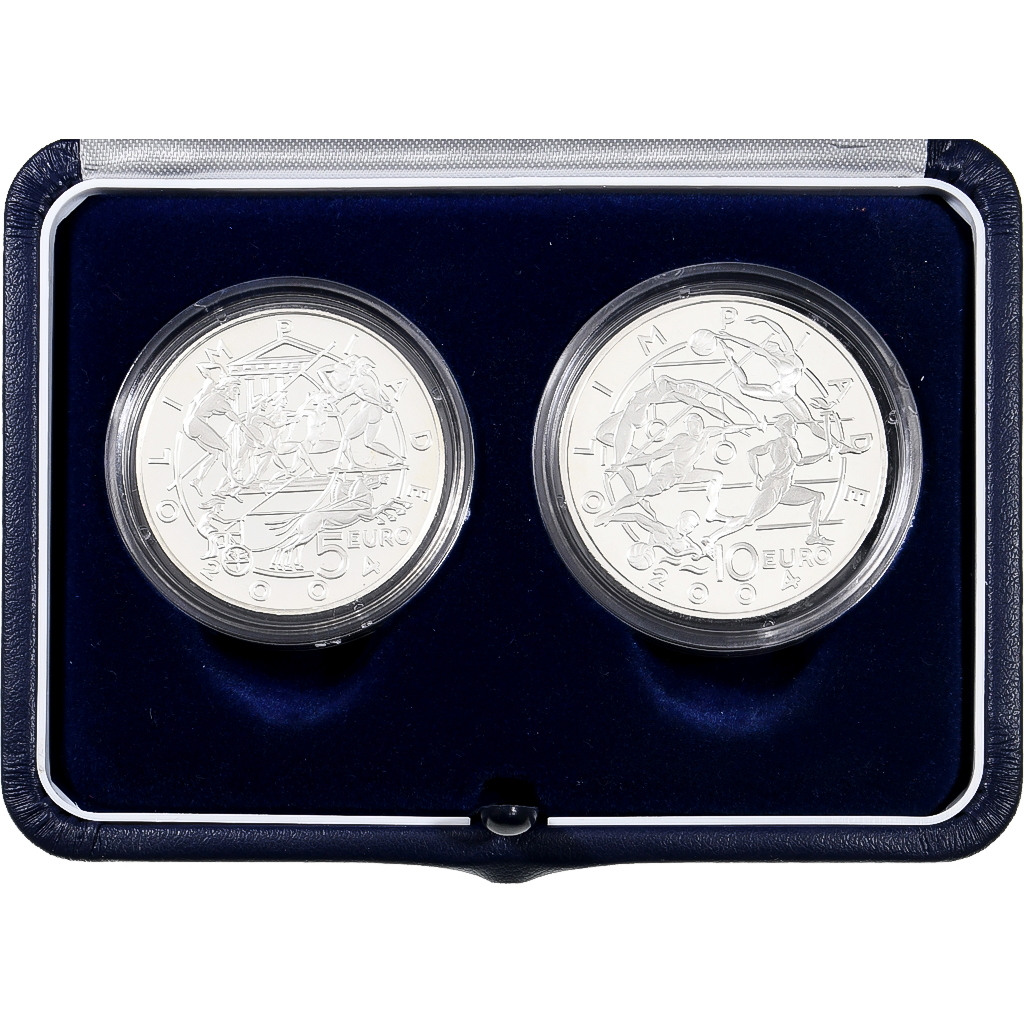 San Marino, 5 Euro + 10 Euro, Olympic Games, Athens 2004, Proof, 2003, Rome