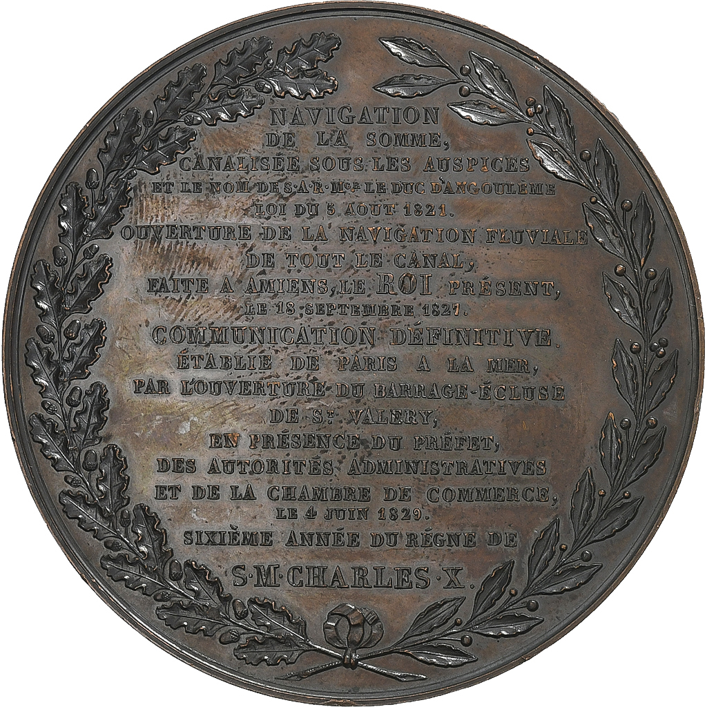 France, Medal, Ouverture du barrage-écluse de St-Valéry-sur-Somme, 1830