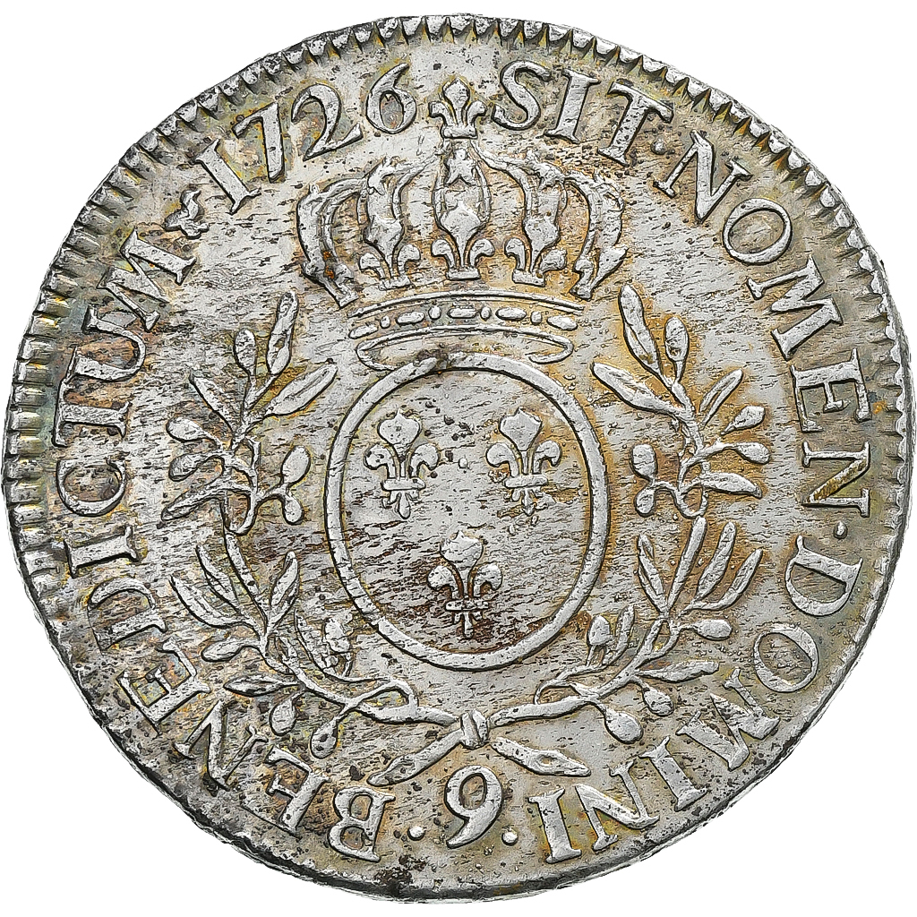 France, Louis XV, Ecu aux branches d'olivier, 1726, Rennes, Silver, EF