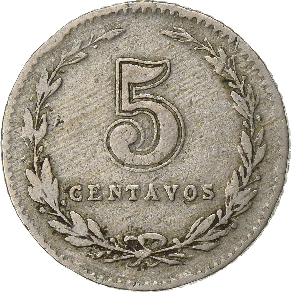 Argentina, 5 Centavos, 1915, Copper-nickel, 