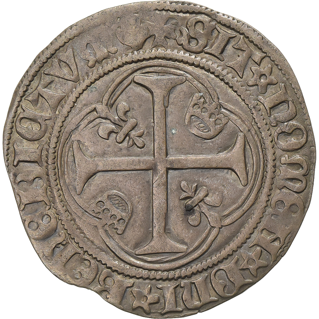 France, Charles VII, Blanc à la couronne, 1436-1461, Laon, Billon, AU